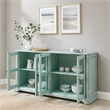 Crosley Furniture Holbrook Glass Door Sideboard in Distressed Seafoam Blue