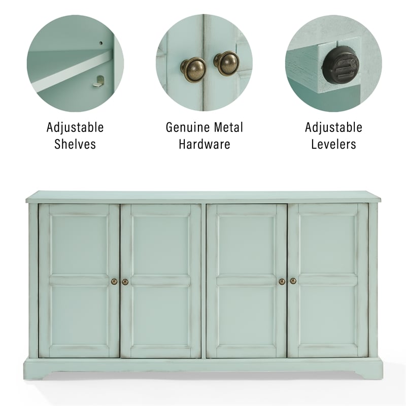 Crosley Furniture Holbrook Sideboard in Distressed Seafoam Blue