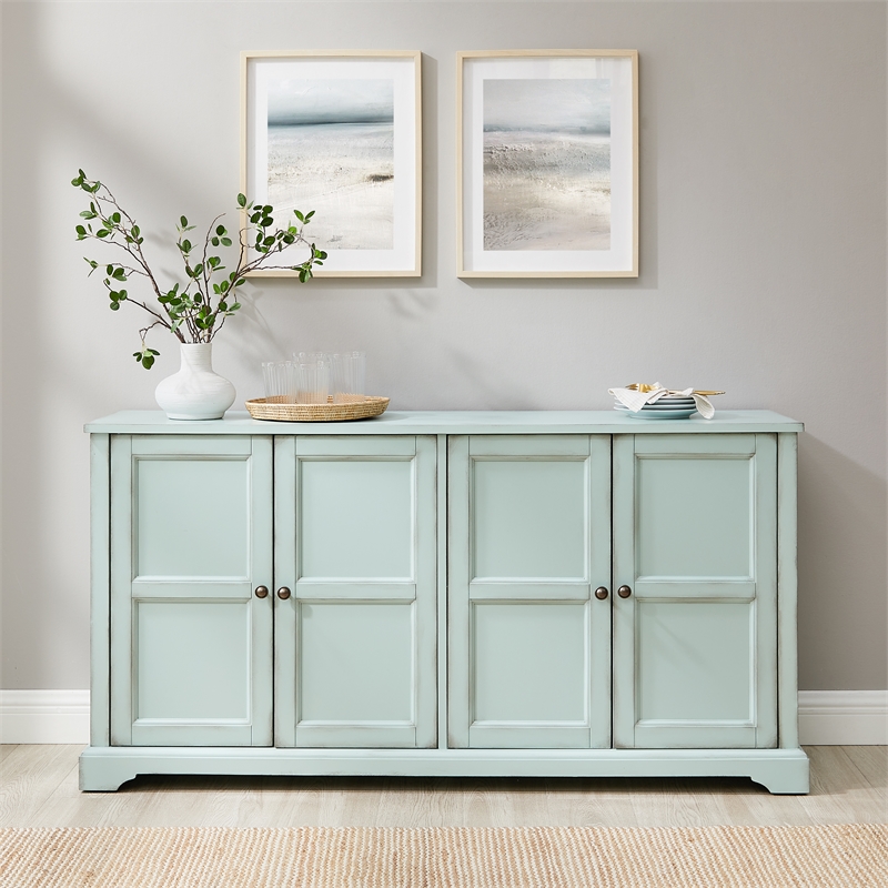 Crosley Furniture Holbrook Sideboard in Distressed Seafoam Blue