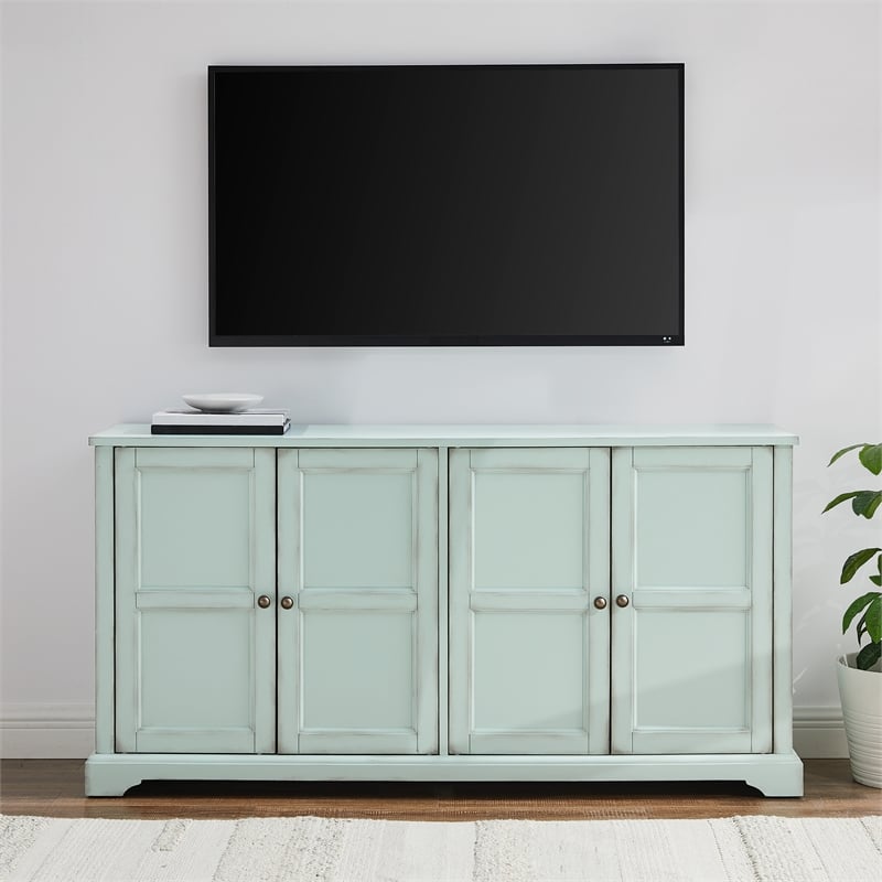 Crosley Furniture Holbrook Sideboard in Distressed Seafoam Blue