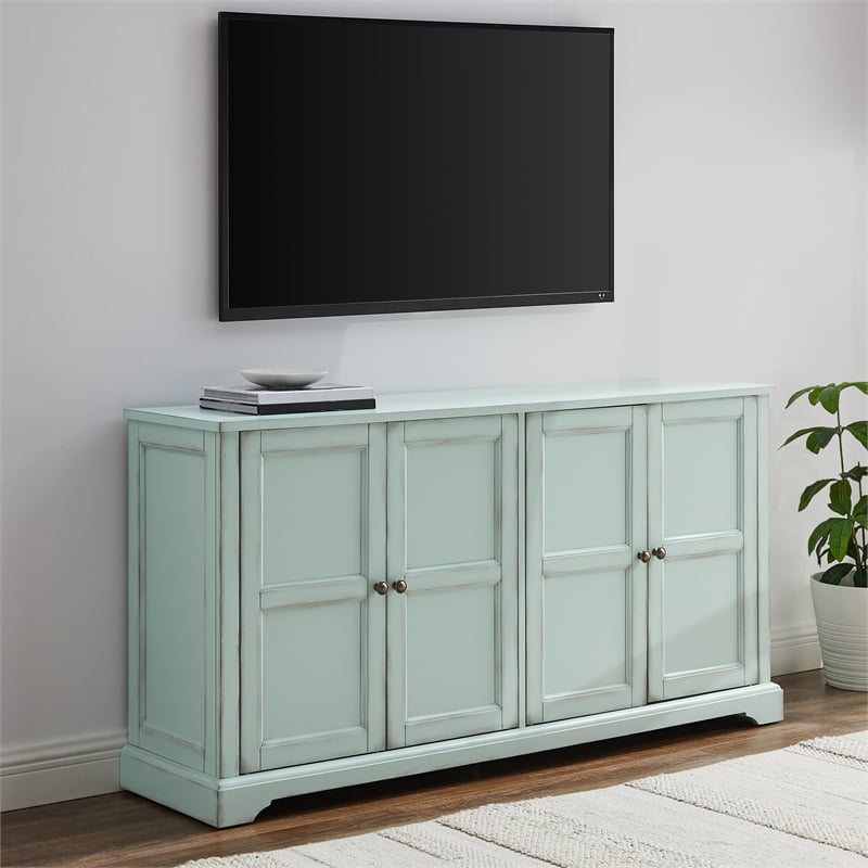 Crosley Furniture Holbrook Sideboard in Distressed Seafoam Blue