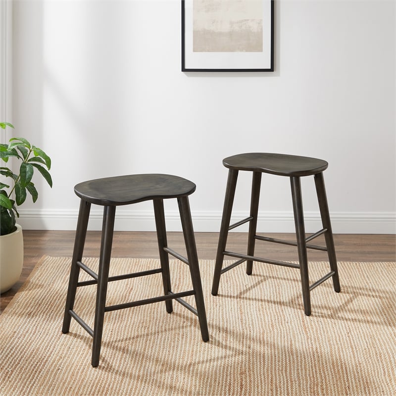 Crosley Furniture Maddox 2-Piece Counter Height Bar Stool Set in Slate