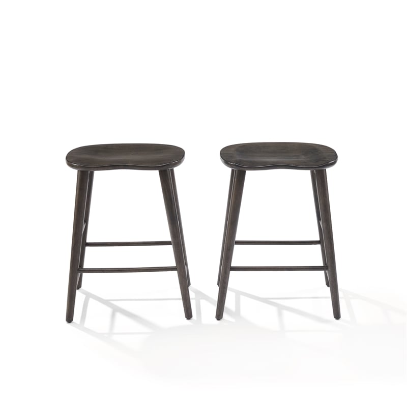 Crosley Furniture Maddox 2-Piece Counter Height Bar Stool Set in Slate