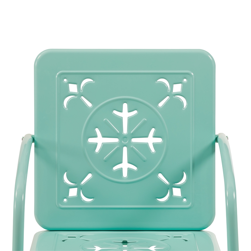 Crosley Furniture Azalea 2-Piece Retro Outdoor Chair Set in Aqua Gloss