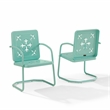 Crosley Furniture Azalea 2-Piece Retro Outdoor Chair Set in Aqua Gloss
