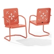 Crosley Furniture Azalea 2-Piece Retro Outdoor Chair Set in Coral Gloss