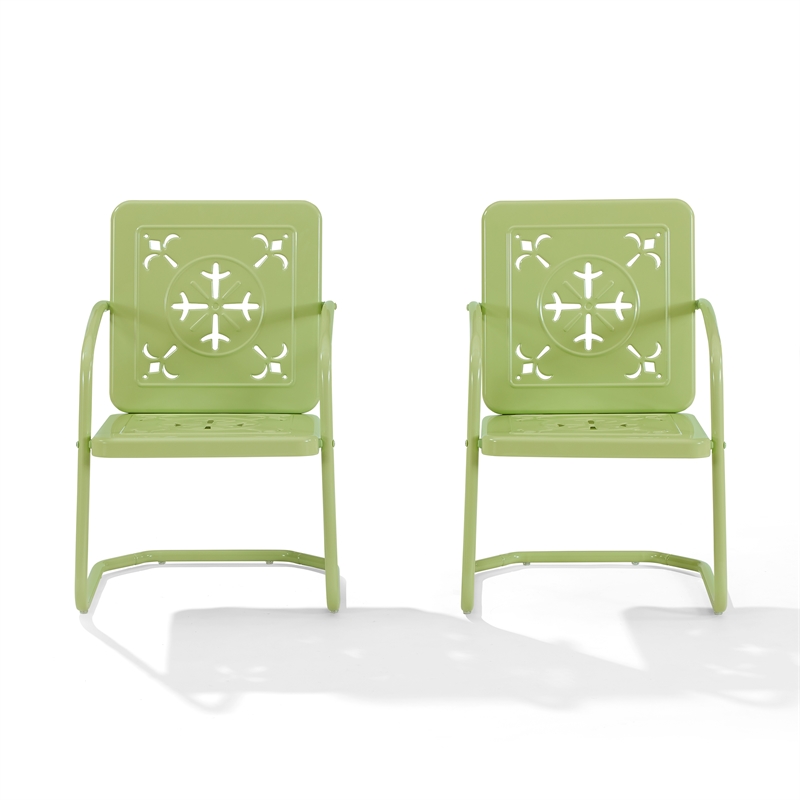 Crosley Furniture Azalea 2-Piece Retro Outdoor Chair Set in Key Lime Gloss