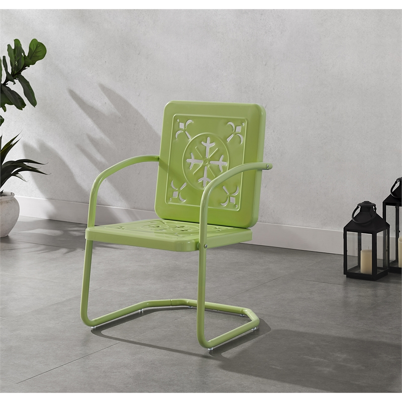 Crosley Furniture Azalea 2-Piece Retro Outdoor Chair Set in Key Lime Gloss