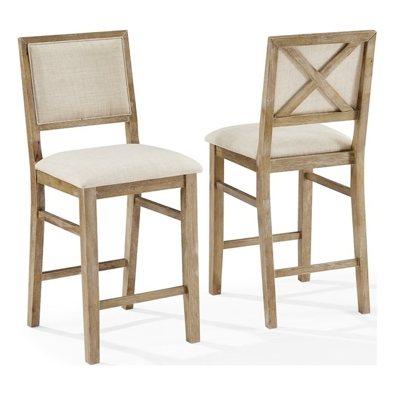 Crosley Furniture Joanna 2-Piece Counter Height Bar Stool in Rustic Brown/Creme