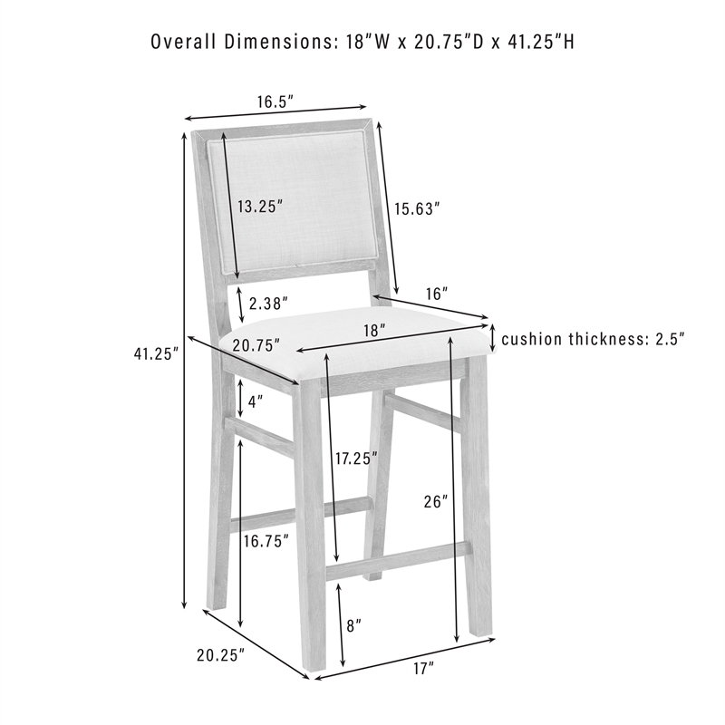 Crosley Furniture Joanna 2-Piece Counter Height Bar Stool in Rustic Brown/Creme