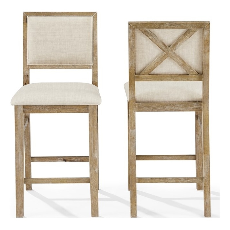 Crosley Furniture Joanna 2-Piece Counter Height Bar Stool in Rustic Brown/Creme