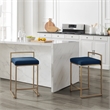 Crosley Furniture Harlowe 2-Piece Counter Height Bar Stool Set in Navy/Gold
