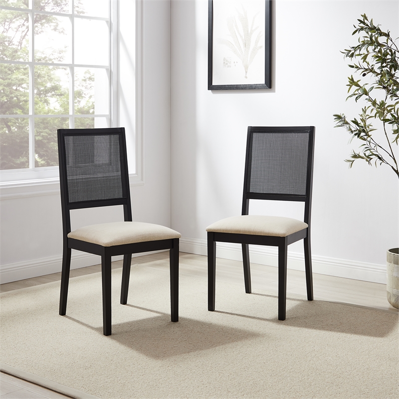 Crosley Furniture Greer 2-Piece Dining Chair Set in Black Ash/Creme