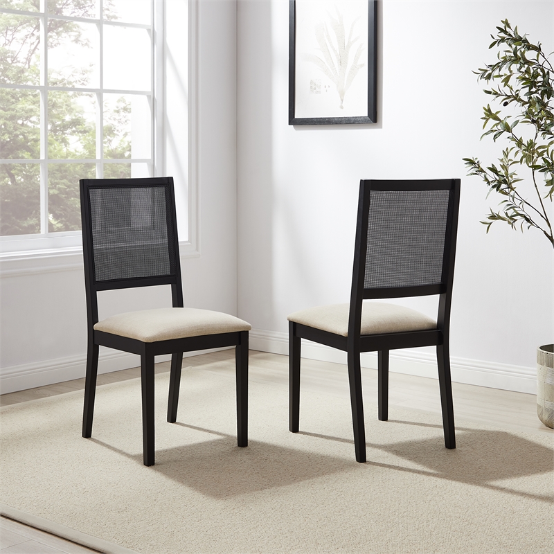 Crosley Furniture Greer 2-Piece Dining Chair Set in Black Ash/Creme