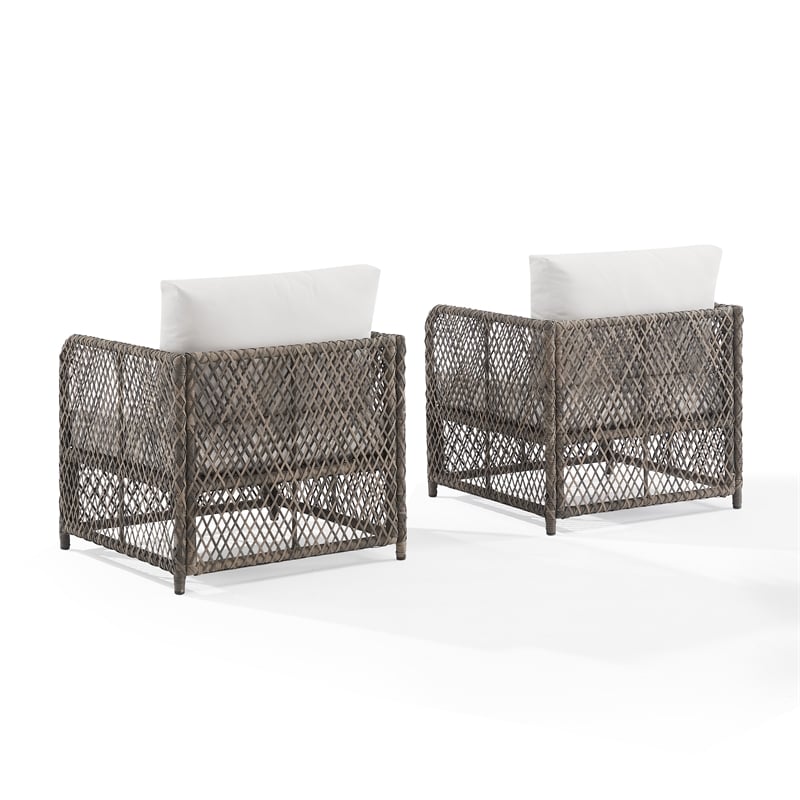 Crosley Furniture Granite Bay 2Pc Wicker Outdoor Chair Set in Creme/Stone