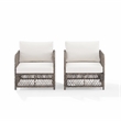 Crosley Furniture Granite Bay 2Pc Wicker Outdoor Chair Set in Creme/Stone