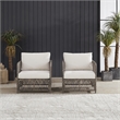 Crosley Furniture Granite Bay 2Pc Wicker Outdoor Chair Set in Creme/Stone
