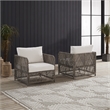 Crosley Furniture Granite Bay 2Pc Wicker Outdoor Chair Set in Creme/Stone