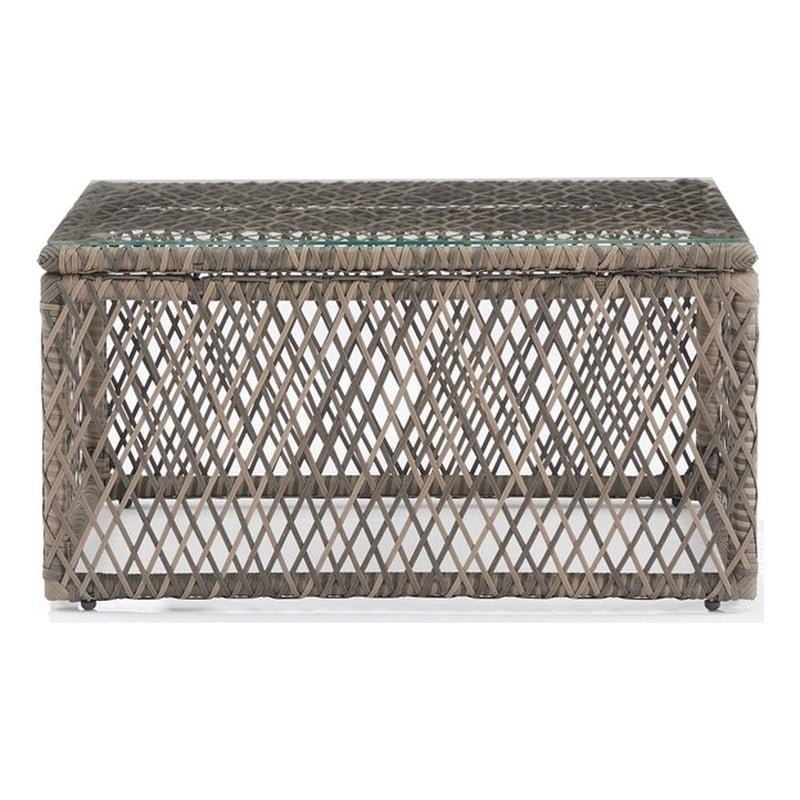 Crosley Furniture Granite Bay Wicker Outdoor Coffee Table in Creme/Stone