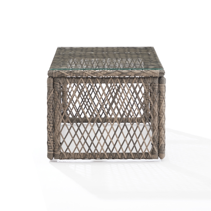 Crosley Furniture Granite Bay Wicker Outdoor Coffee Table in Creme/Stone