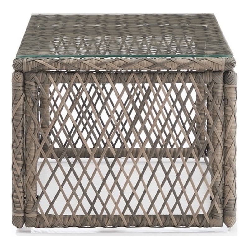 Crosley Furniture Granite Bay Wicker Outdoor Coffee Table in Creme/Stone
