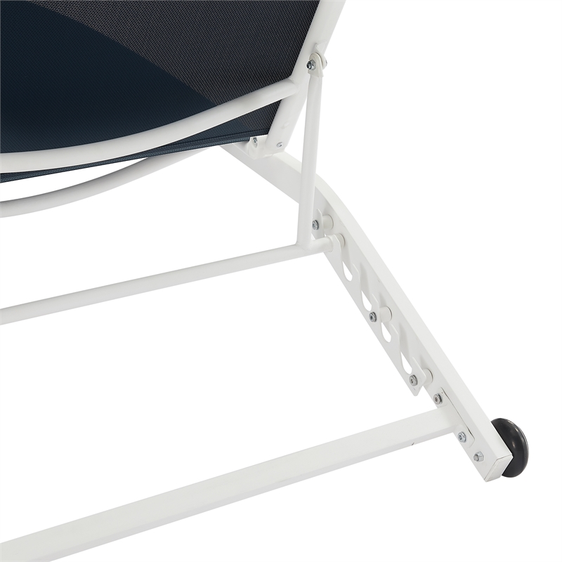 Crosley Furniture Weaver Outdoor Chaise Lounge in Navy/White