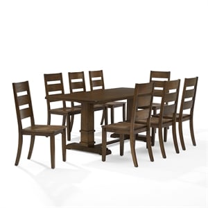 Crosley Furniture Joanna 9-Piece Dining Table Set in Dark Oak