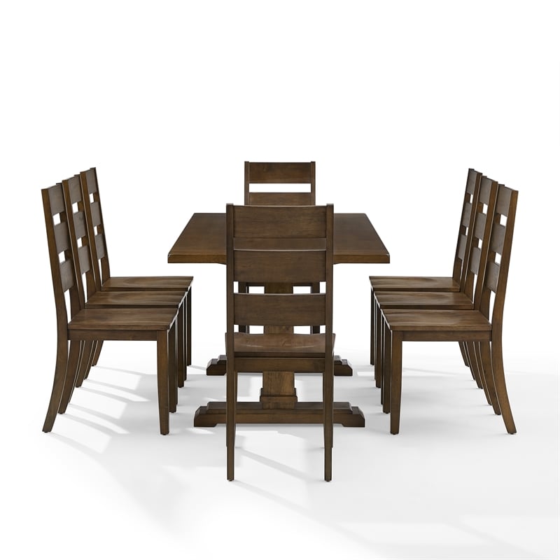 Crosley Furniture Joanna 9-Piece Dining Table Set in Dark Oak
