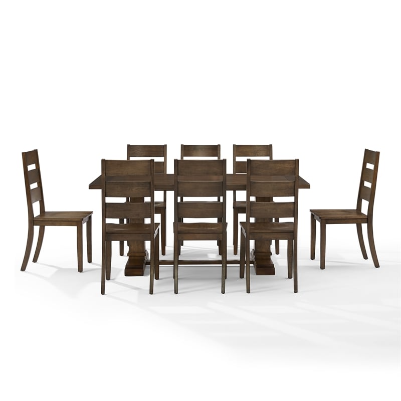 Crosley Furniture Joanna 9-Piece Dining Table Set in Dark Oak