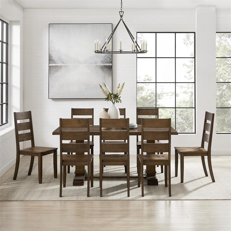 Crosley Furniture Joanna 9-Piece Dining Table Set in Dark Oak