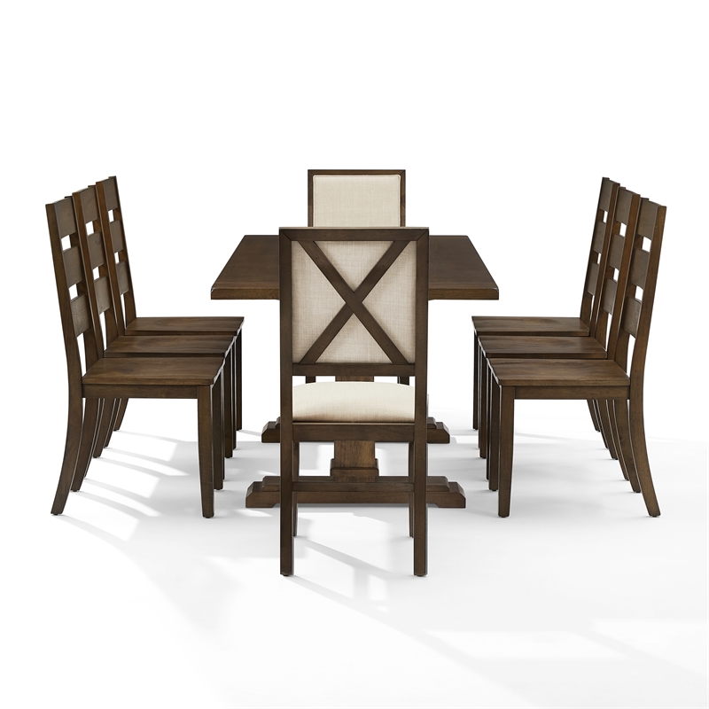 Crosley Furniture Joanna 9-Piece Dining Table Set in Dark Oak/Creme
