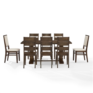 Crosley Furniture Joanna 9-Piece Dining Table Set in Dark Oak/Creme