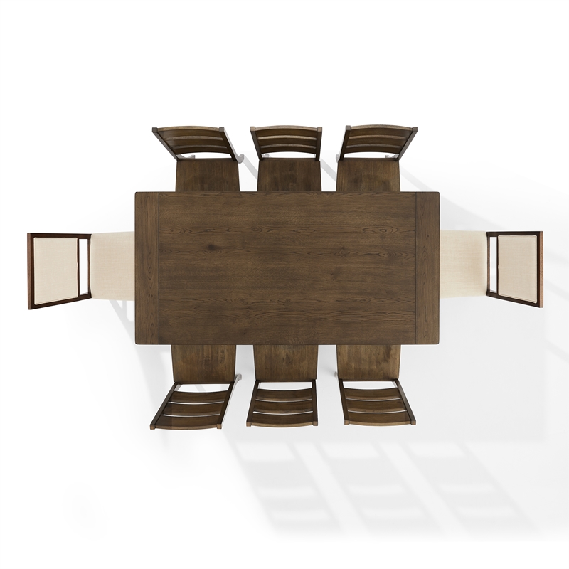 Crosley Furniture Joanna 9-Piece Dining Table Set in Dark Oak/Creme