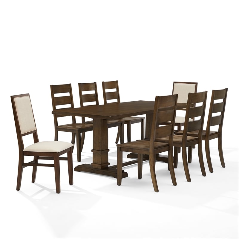 Crosley Furniture Joanna 9-Piece Dining Table Set in Dark Oak/Creme