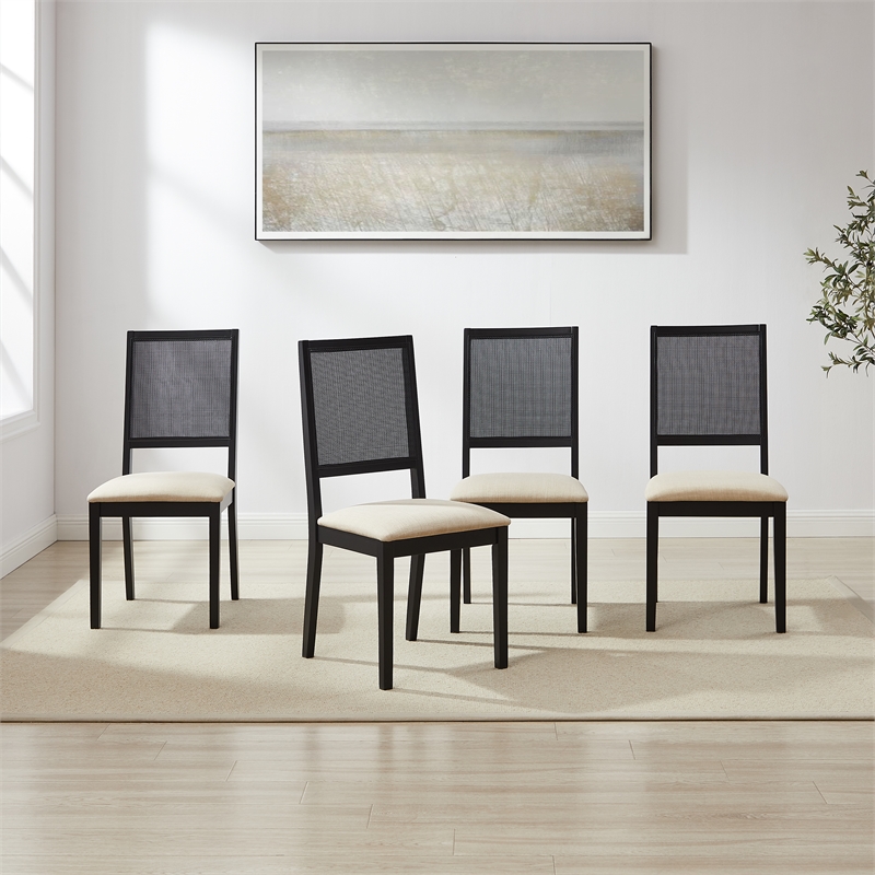 Crosley Furniture Greer 4-Piece Dining Chair Set in Black Ash/Creme