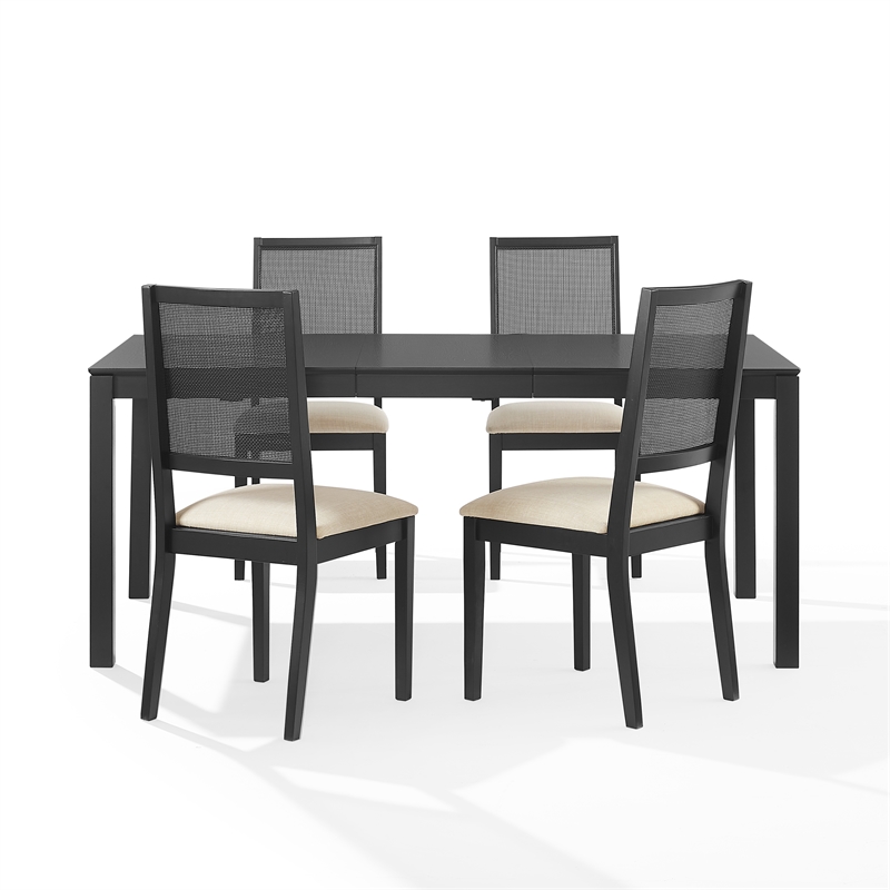 Crosley Furniture Greer 5-Piece Dining Table Set in Black Ash/Creme
