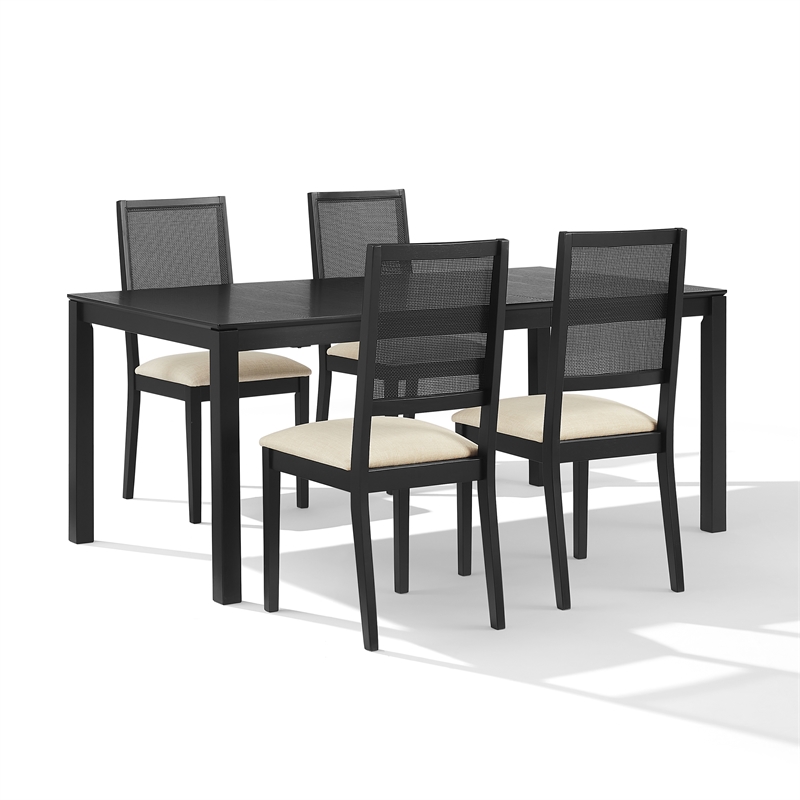 Crosley Furniture Greer 5-Piece Dining Table Set in Black Ash/Creme