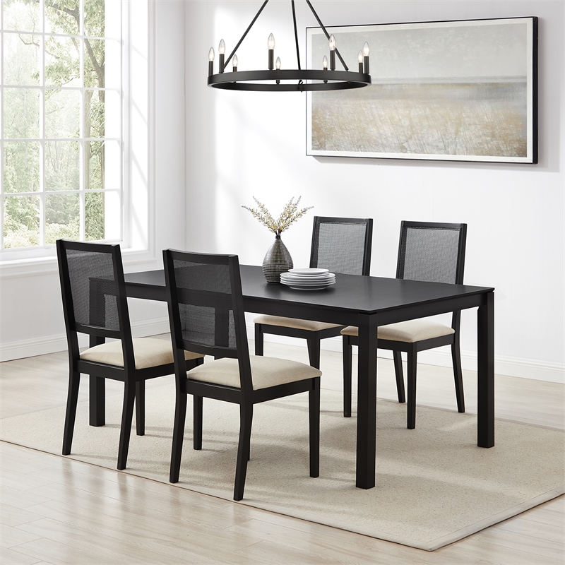 Crosley Furniture Greer 5-Piece Dining Table Set in Black Ash/Creme