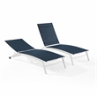 Crosley Furniture Weaver 2Pc Outdoor Chaise Lounge Set in Navy/White