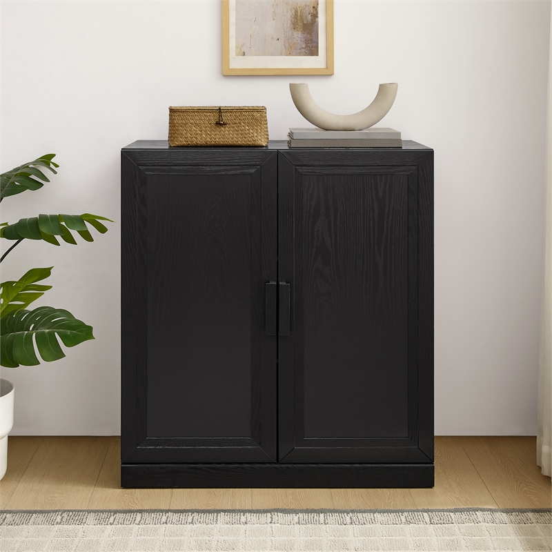 Crosley Furniture Essen Stackable Kitchen Pantry Storage Cabinet in Black