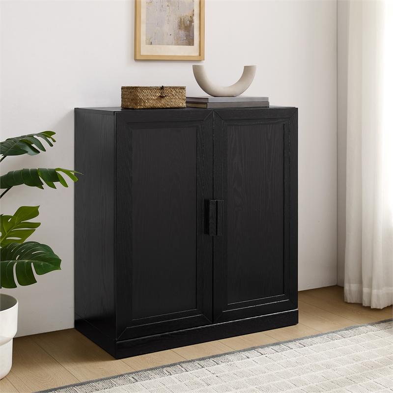 Crosley Furniture Essen Stackable Kitchen Pantry Storage Cabinet in Black