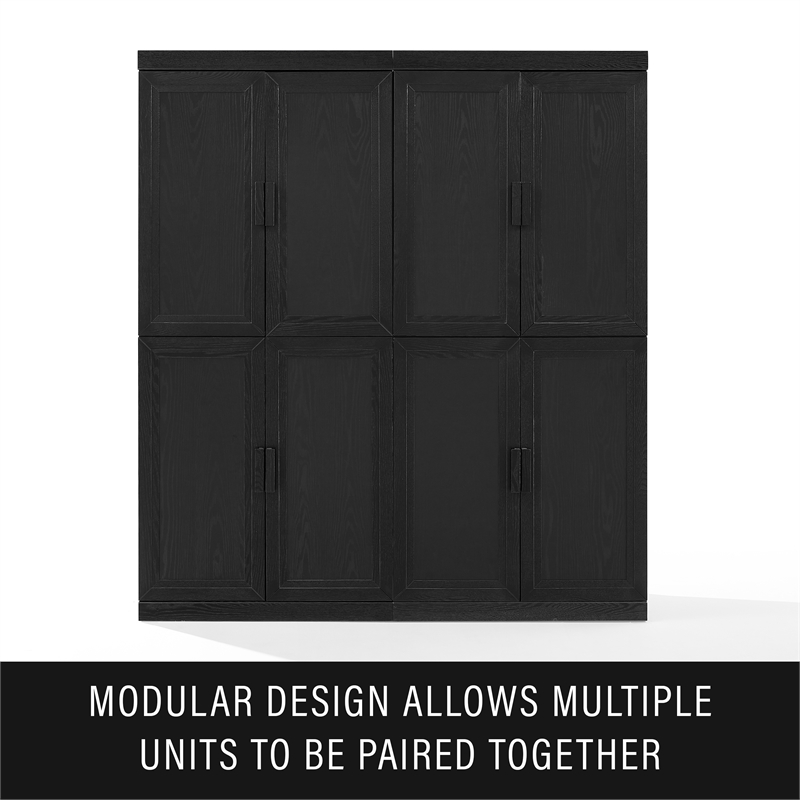Crosley Furniture Essen Stackable Kitchen Pantry Storage Cabinet in Black