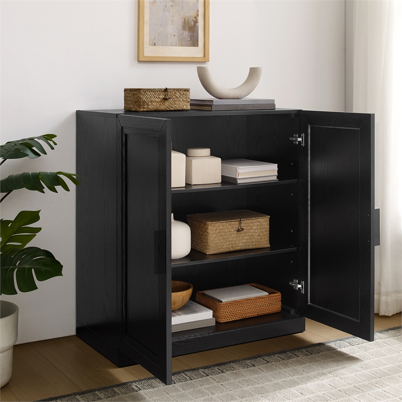 Crosley Furniture Essen Stackable Kitchen Pantry Storage Cabinet in Black