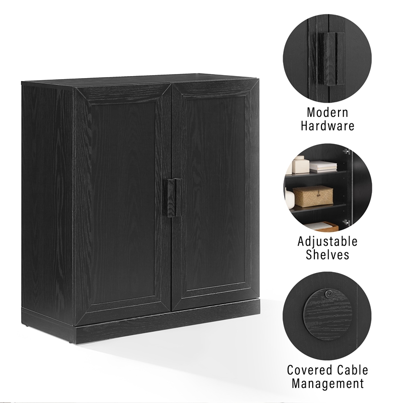 Crosley Furniture Essen Stackable Kitchen Pantry Storage Cabinet in Black