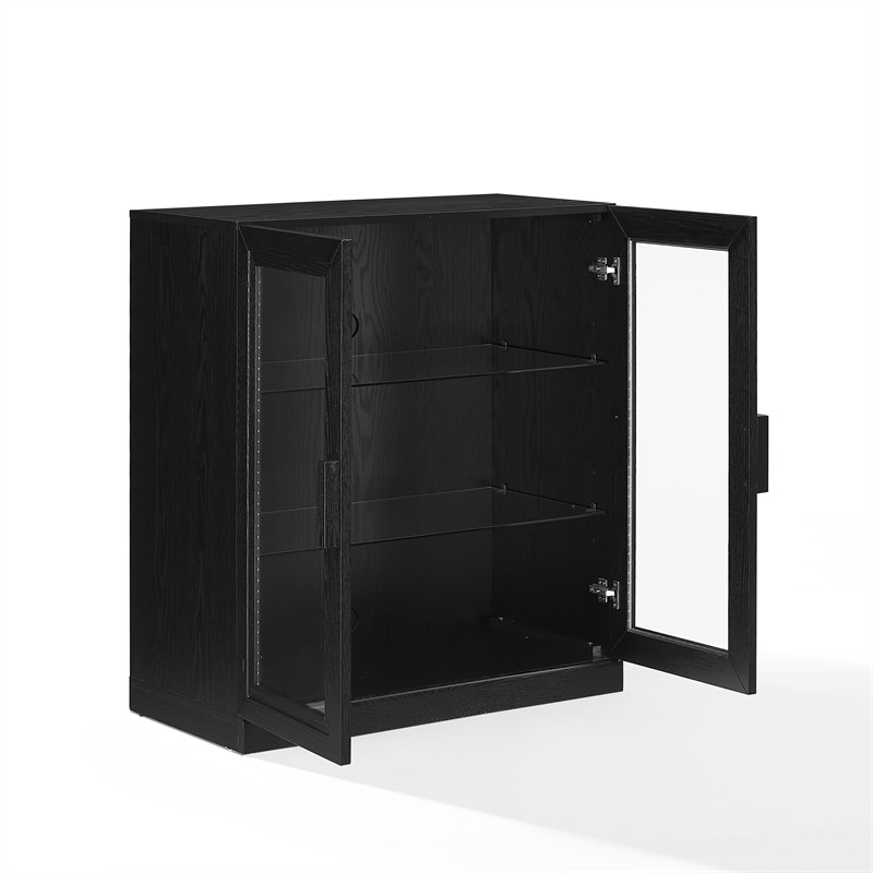 Crosley Furniture Essen Stackable Glass Door Kitchen Pantry Storage in Black