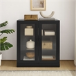 Crosley Furniture Essen Stackable Glass Door Kitchen Pantry Storage in Black