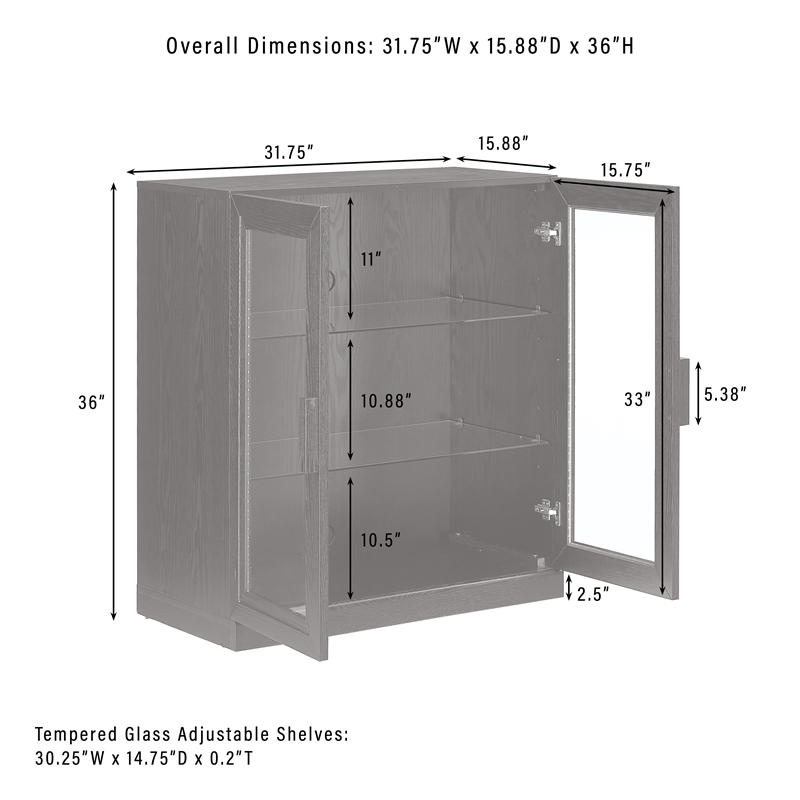 Crosley Furniture Essen Stackable Glass Door Kitchen Pantry Storage in Black