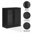 Crosley Furniture Essen Stackable Glass Door Kitchen Pantry Storage in Black
