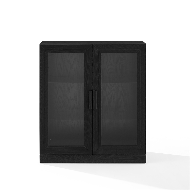 Crosley Furniture Essen Stackable Glass Door Kitchen Pantry Storage in Black