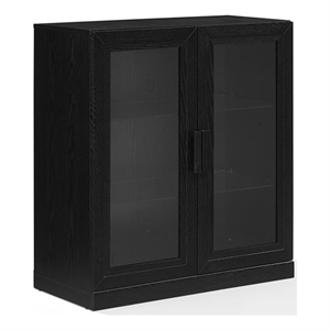 Crosley Furniture Essen Stackable Glass Door Kitchen Pantry Storage in Black